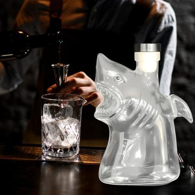 Decantor de Vin din Sticlă Shark Sticlă de Lichior cu Dop Etanș 300ml Whiskey Vodcă