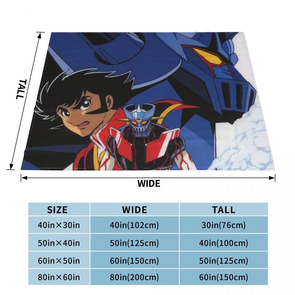 Mazinger Z UFO Robot Grendizer Blanket Soft Warm Flannel Throw Blanket Bedding for Bed Living room Picnic Travel Home Couch