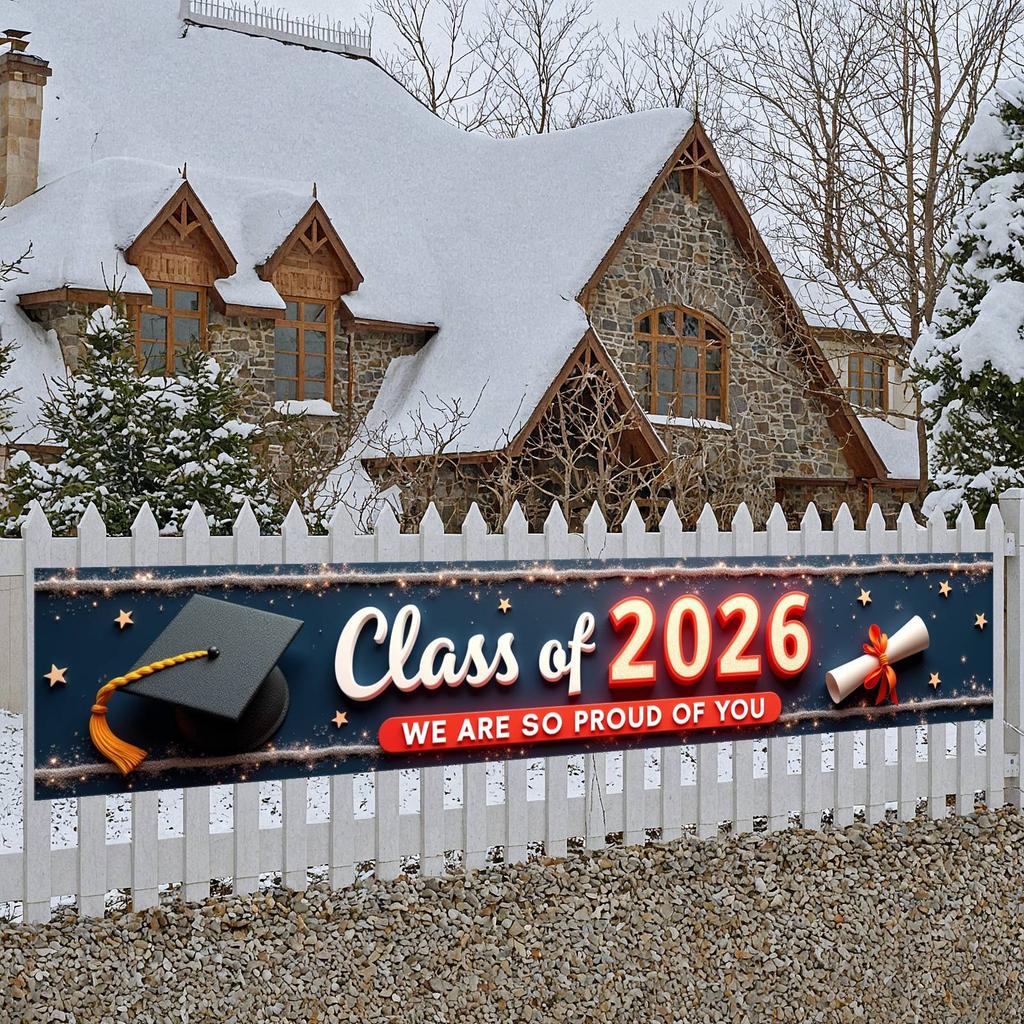 Grad Event Banner Graduation Caps Grad Party Background Senior Grad Backdrop Red And Blue For Graduation Ceremony Graduation