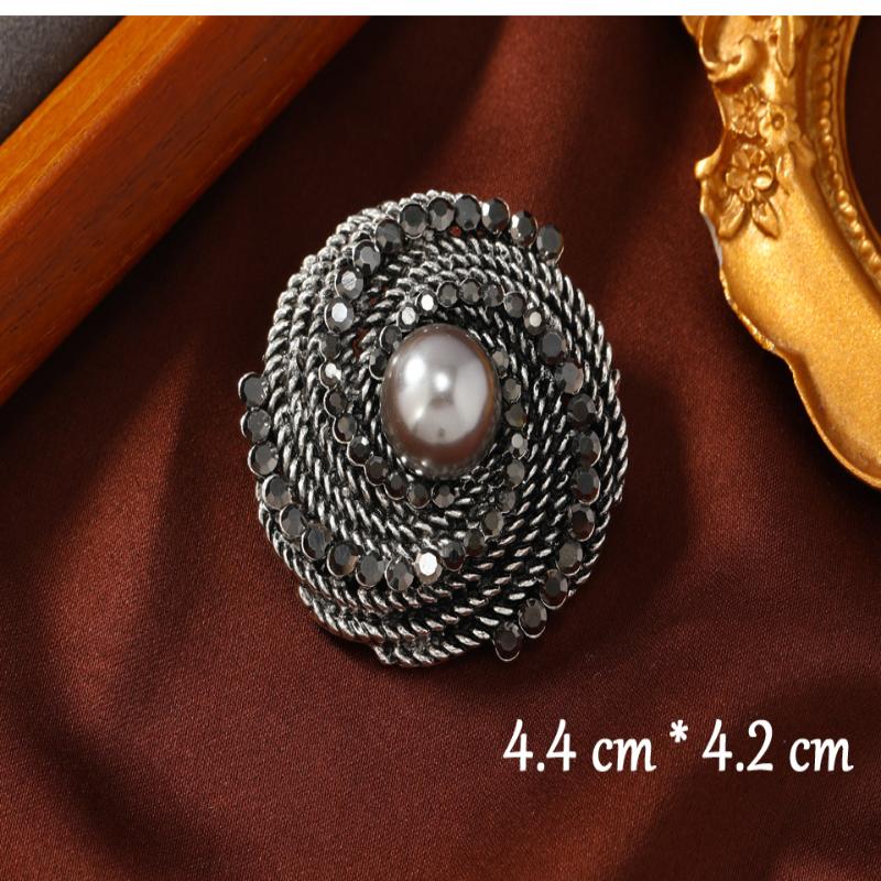 Broșe cu strasuri, flori negre, pentru femei, unisex, ace cu perle și plante, pentru birou, petrecere, cadouri pentru prieteni, broșă superbă în stil palat