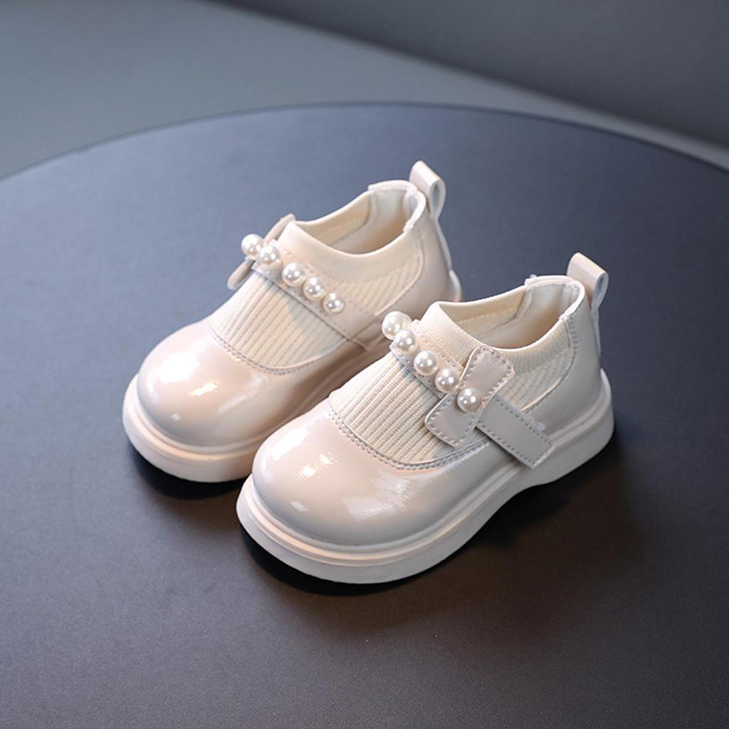Girls Leather Shoes Autumn New Princess Shoes Baby Solid Color Soft Bottom Velcro Toddler Shoes