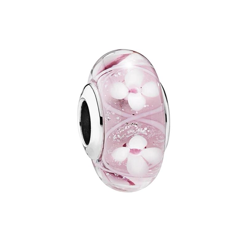 Pink Flowers Series Charm Beads Daisy Flower Clip Cherry Blossom Rose In Bloom Fit Original Bracelets Diy Jewelry Gifts