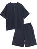 SUIMIN CARE Single Gauze Short Half L [Kaitac Family] Men's Pajamas, Sleeve, Pants, Charcoal, Gray, Navy, Summer, M, (L, Charcoal)