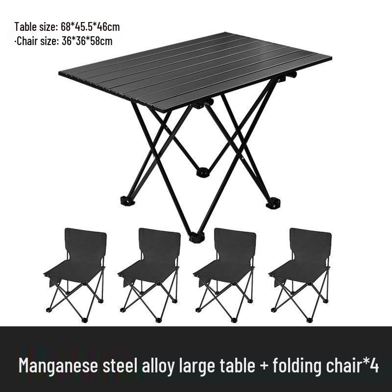 Portable Aluminum Folding Picnic Table & Chairs Set for Camping