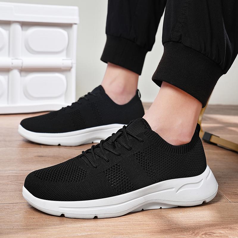 Large size summer breathable mesh shoes fly-woven mesh soft sole autumn black sneakers casual