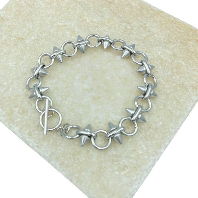 Alloy Gothic Spiked Bracelet With Rose Flower Design For Men And Women
