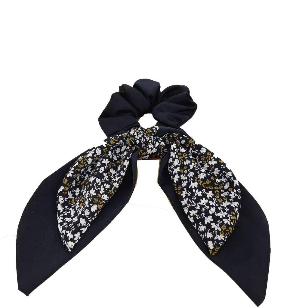 Korean Dongdaemun Elegant Floral Ribbon Bow Hair Tie - Celebrity Style Hair Accessory