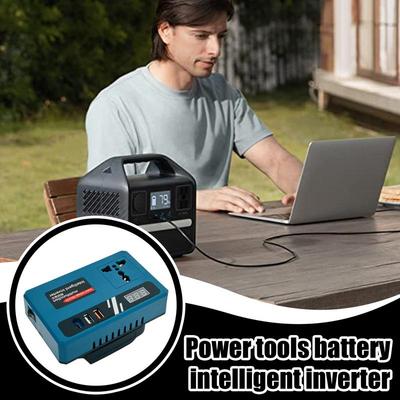 DC To AC Inverter DC 18V-21V To 220V AC Power Converter Smart Fast Charger Adapter With 2 USB Ports & 1 Type-C For Road Trip And