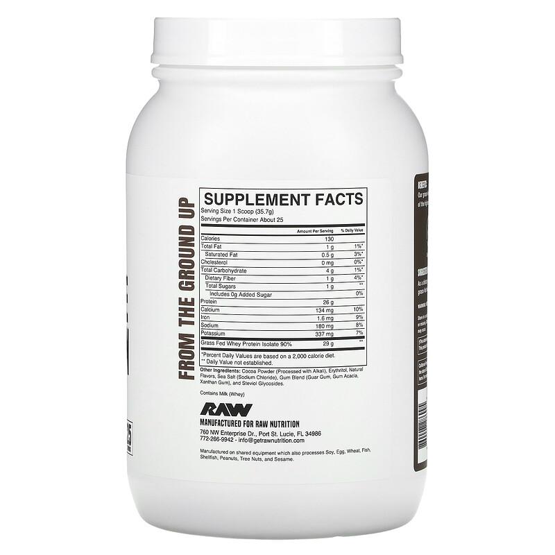 Grass Fed Whey Isolate Protein, Dark Chocolate, 1.97 lb (892.5 g)