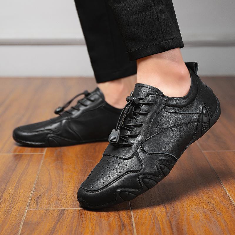 Fashion Spring and autumn men's new leather lace-up sneakers casual walking shoes light comfortable breathable low-top men's shoes