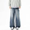 American High Street Trendy Brand Big Pocket Tooling Jeans Men's Trend Loose Wide Leg Drape Straight Trousers Men
