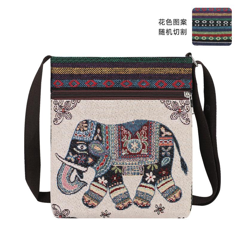 Yunnan exotic travel messenger bag elephant butterfly owl shoulder canvas small square bag