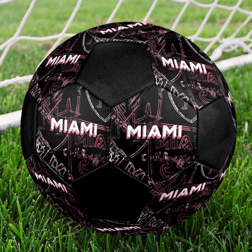 Inter Miami CF Size 5 Soccer Ball, Machine-Stitched PVC, Durable & High Bounce, All Ages Fit, fan merchandise, matches & outdoor use.