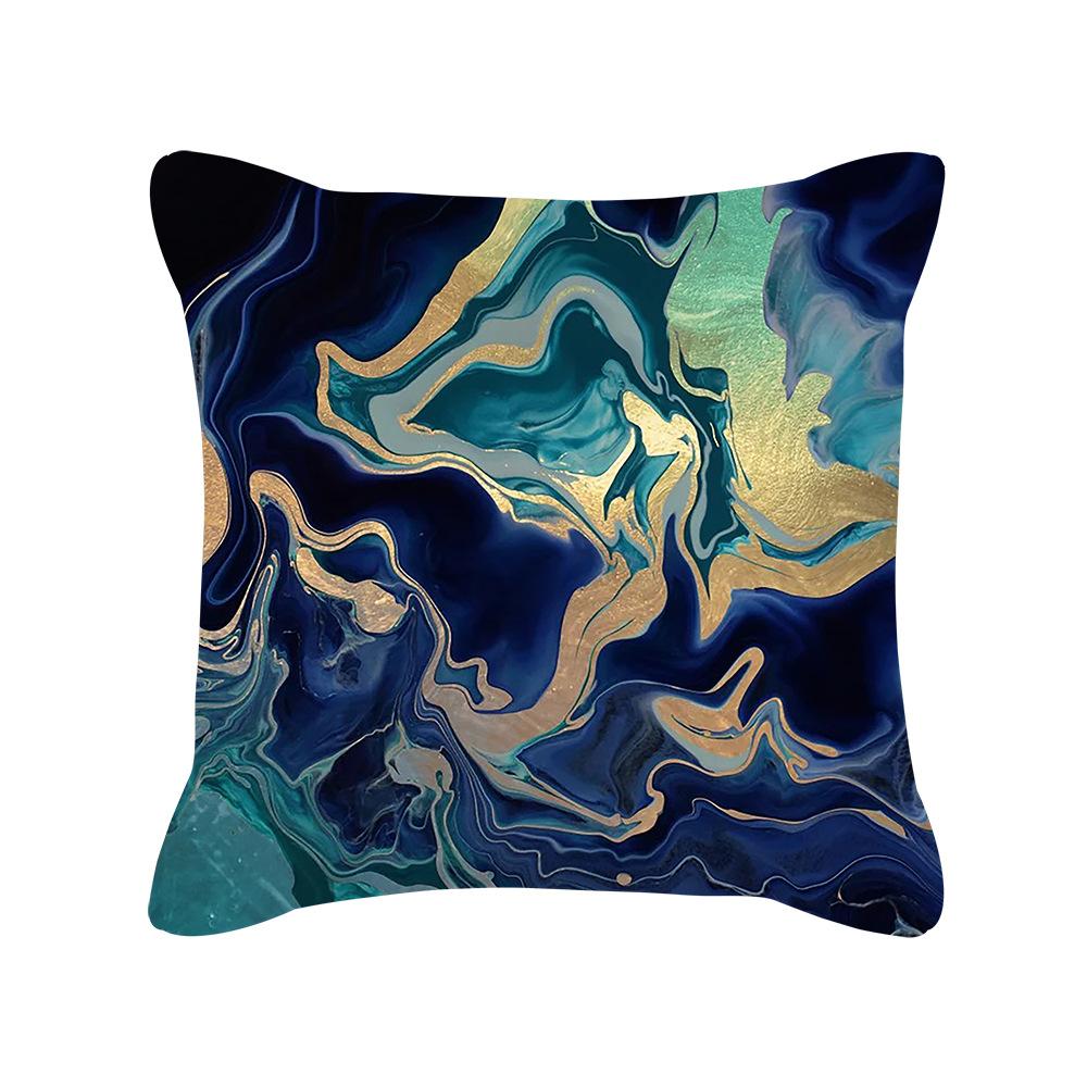 New Green Landscape Geometric Peach Skin Printed Pillow Cover Cushion Cover