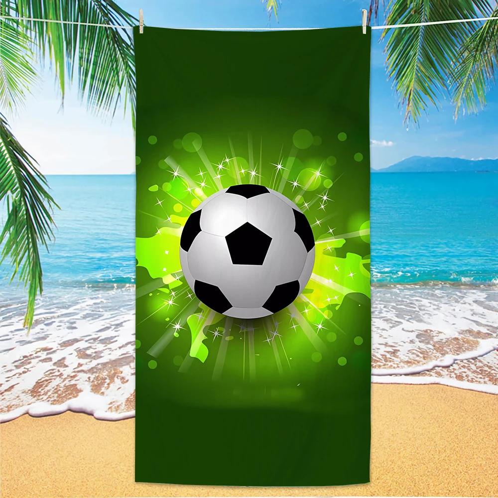 

New Football Beach Towel Soccer Themed Microfiber Bath Towel for Adults Seaside Quick Dry Towel W30*H60(CM)