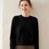 Women's Round Neck Breathable Cashmere Sweater - Solid Color, Long Sleeve Knit Pullover for Winter