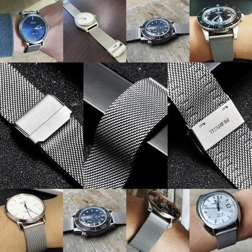 YUZEX Pure Titanium Watch Band for Men and Women, 21mm Quick Release Mesh Watch Strap, Soft, Lightweight, Skin-Friendly, Adjustable, Ventilated Titani