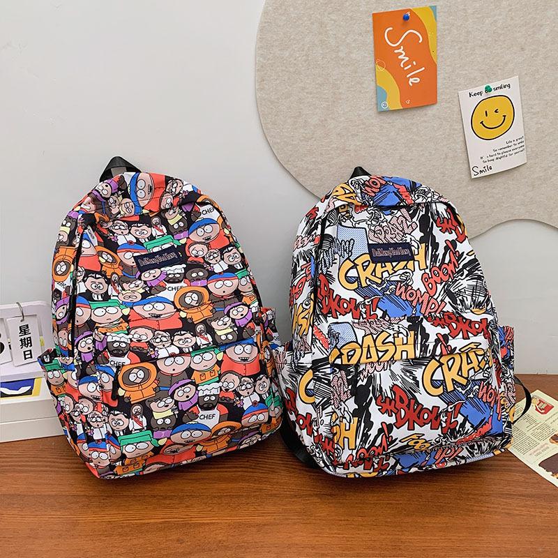 Schoolbag Korean version trendy student schoolbag Harajuku graffiti backpack large capacity high school student schoolbag computer bag