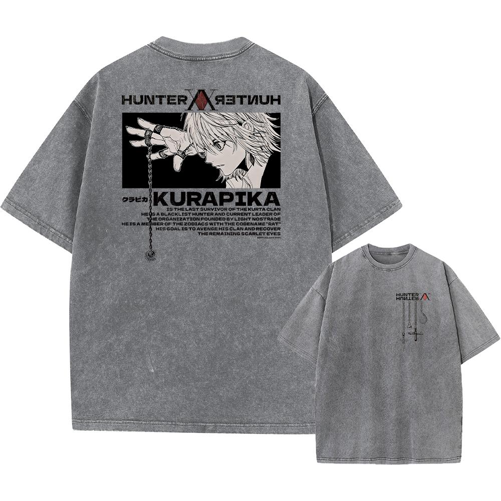 Vintage Anime Hunter X Hunter Acid T Shirt Graphic Print Tees Men Women Manga Street Washed 100% Cotton T Shirts Unisex