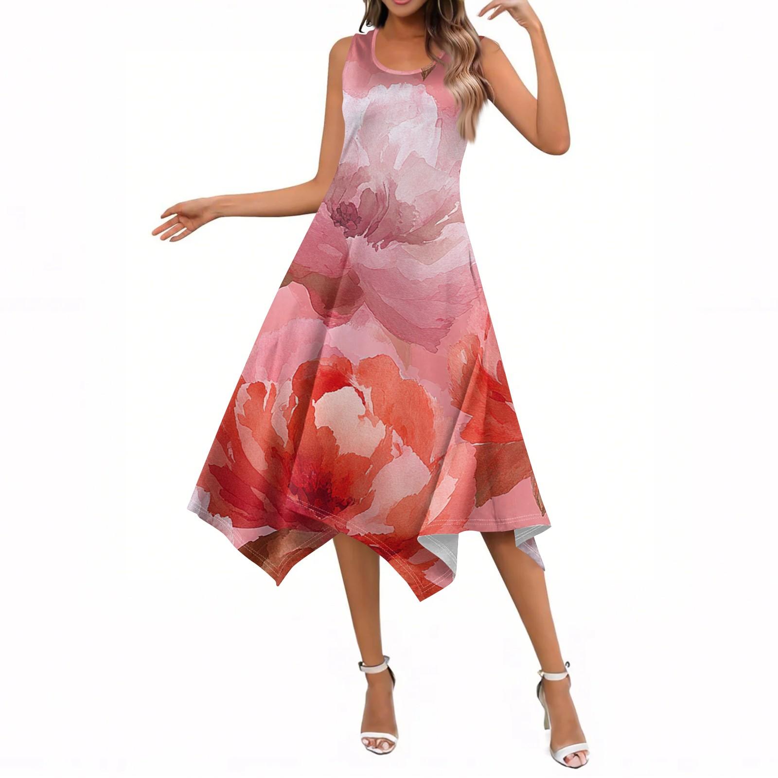 

Женские летние повседневные платья с круглым вырезом, плиссированные, с карманами, с принтом, с коротким рукавом XXL оранжевый