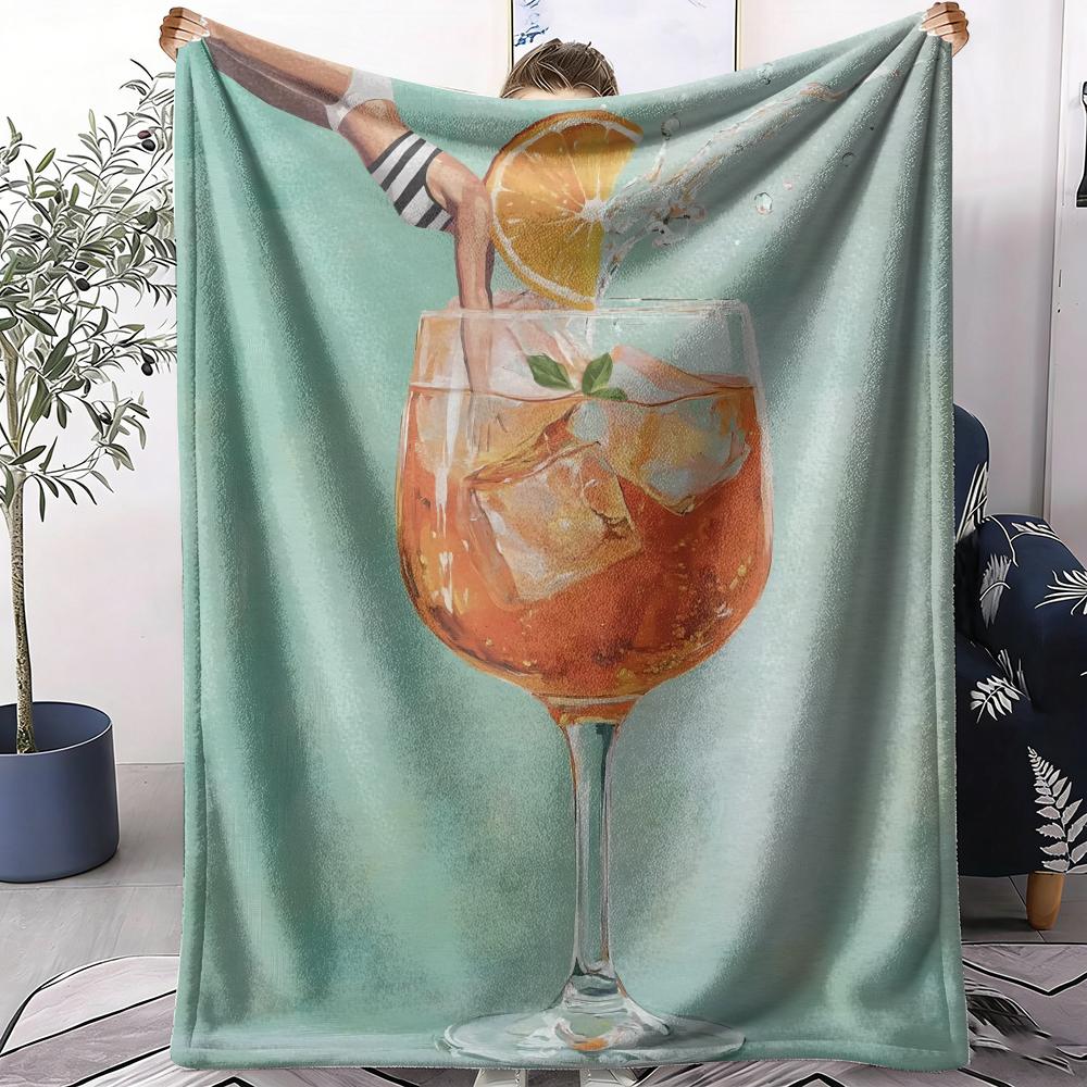 Coffee Martini Cocktail Drink Throw Soft Flannel Throw Summer AC Blanket Lightweight Cool Nap Blanket for Sofa Bed Couch Travel 75X95CM
