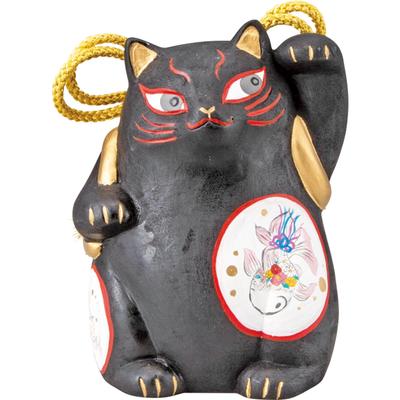 Niedliches Neues Schweinchen 9 x Japanische Katze Hergestellt in "Kabuki Katze" Maneki-neko Spardose, ca.. 12cm, Geschenk, Concierge, Merchandise, Schwarz, Japan, san4578-2