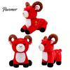 Traditional Chinese Style Plush New Year Sheep Doll, of The Mascot Toy, Auspicious Cloud Holiday Celebration Ornament Embroidery, Red Cute Stuffed
