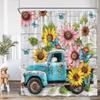 Sunflower Farmhouse Shower Curtain Farmland Truck Motivational Quote Floral Polyester Bath Curtain Country Bathroom Decorations