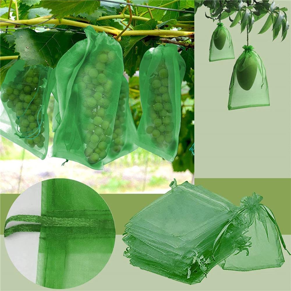 50PC Fruit Grape Protection Bags With Drawstring Fruit Netting Bags for Grapes Mango Veggies Reusable Pest Barrier Plant Bags