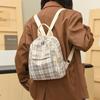 Campus Retro Plaid Backpack Junior Senior High School Student Schoolbag Girls Large Capacity Class Book Bag