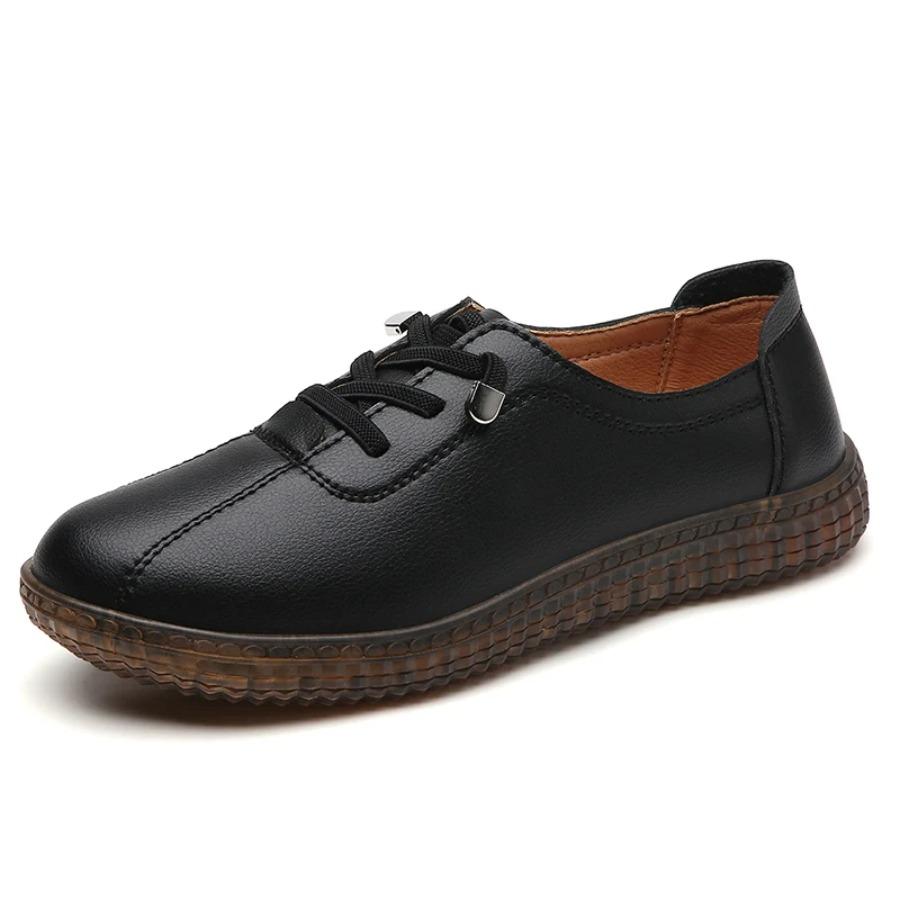100% Leather Spring/summer Women's Casual Walking Sneakers Soft Soled Flats Breathable Lace-up Loafers for Women Tenis De Moda
