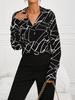2026 Women's Loose Fit Printed V-Neck Long-Sleeved Shirt