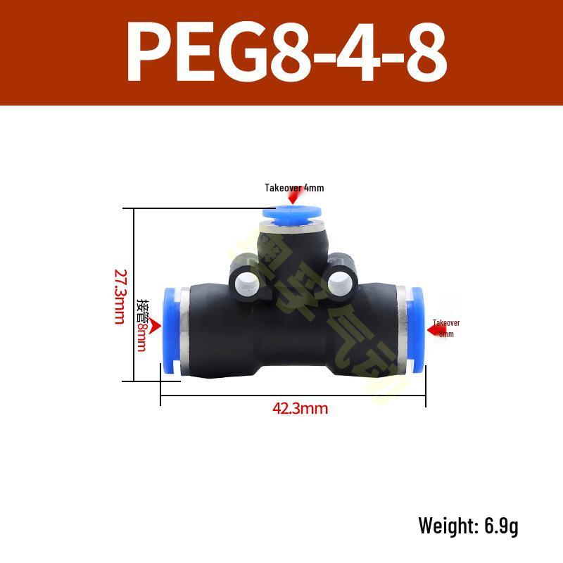 Pneumatická T-redukce rychlospojka pro PE trubky (4-14 mm)