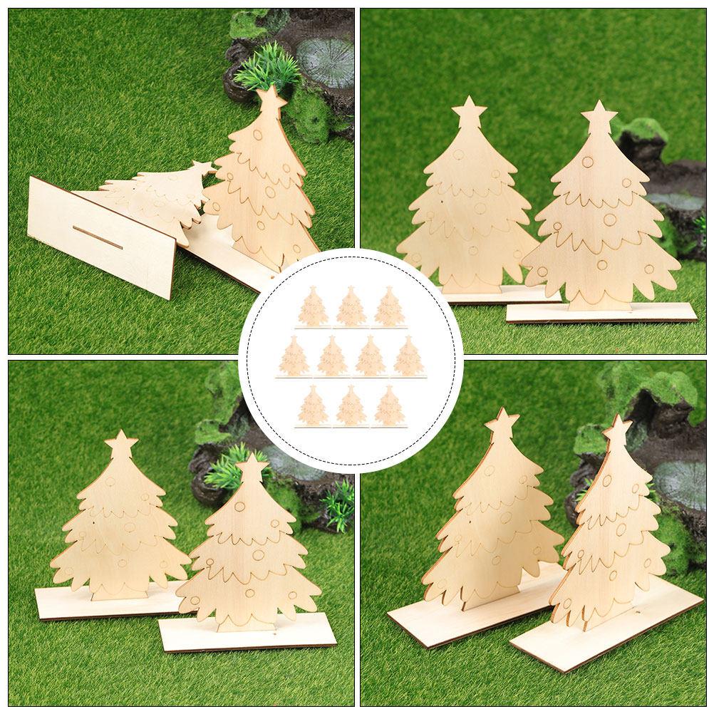 10Pcs Christmas Tree Wood Boards Safe Non-Breakable Kids DIY Painting Boards Xmas Decoration Craft Christmas Tree Board