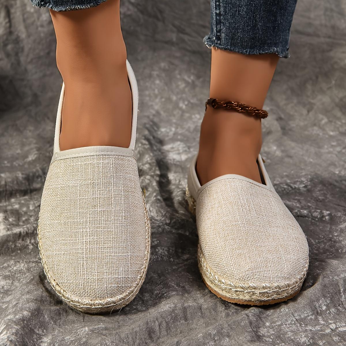 

Женские дышащие и удобные повседневные парусиновые эспадрильи с плетеной подошвой, универсальные слипоны Size 35