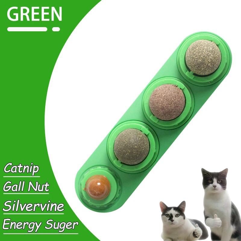 Natural Catnip Toys Silvervine Balls Teeth Cleaning Dental Wall Treats Extra Cat Energy Ball Edible Cat Lick Healthy Kitten Chew