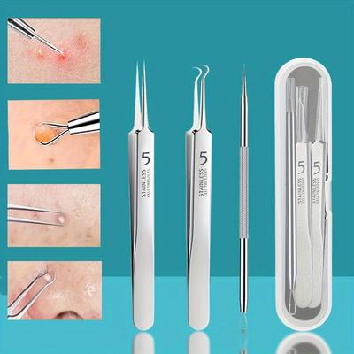 Pimple Extractor Tools, Blackhead Remover, Pimple Popper, Acne Removal Kit Risk Free Treatment for Blemish,Blackhead Tweezers