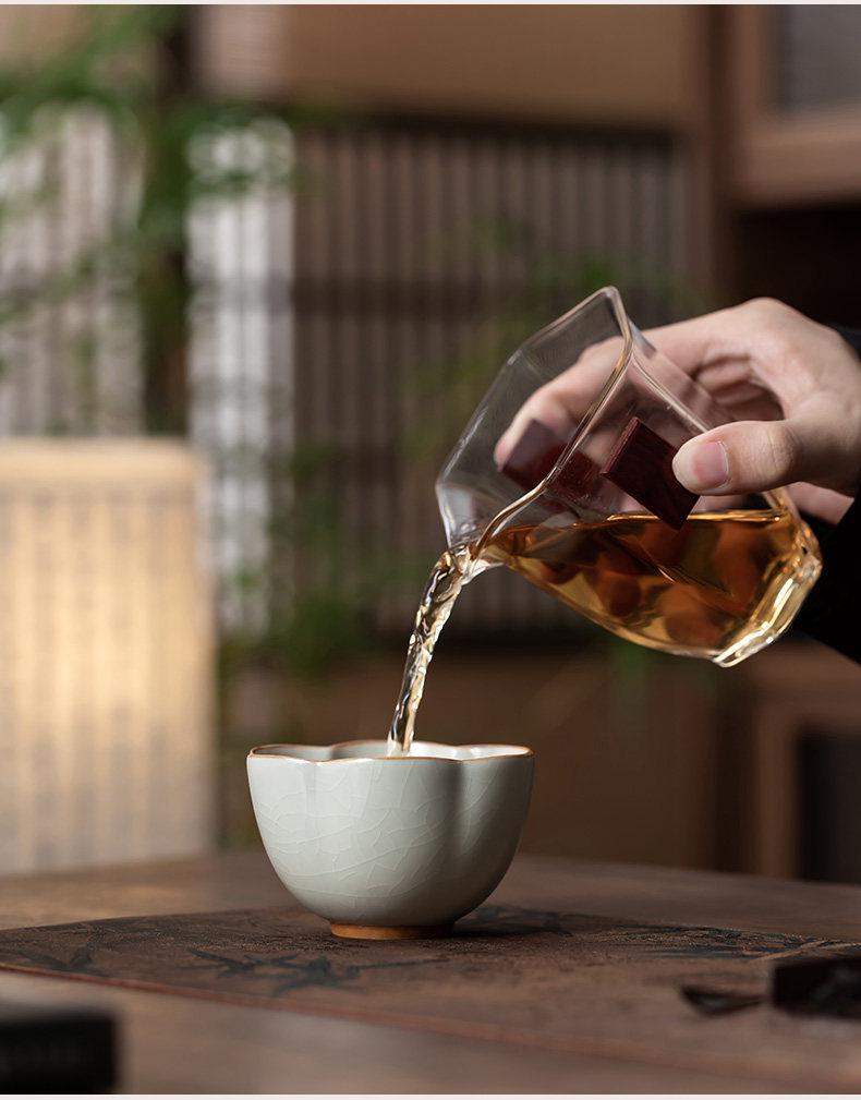 Ru Kiln Large Capacity Ceramic Tea Tasting Cup - Gongfu Tea Set for Home.