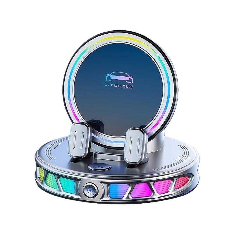 Adjustable Holder Car Dashboard Mount Cellphone Holder with Light Suction Cup Phone Stand 360 Degree Rotating серебряный