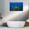 Turtle In the Blue Ocean Canvas Pictures Artwork 3 Panel Marine Life Painting Prints for Bathroom Living Dining Room Kitchen No Frame