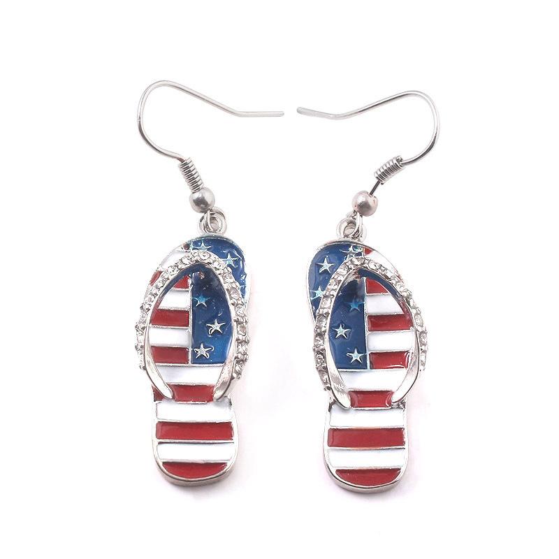 USA Flag Necklace US Love Heart Pentagram America Flag Necklace Full Iced Out Rhinestone Men Hip Hop Rock Pendant Neck Chains