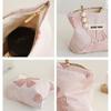 Ladies' Cute Pink Bow Makeup Bag with A Coin Purse and Zipper, Practical for Short Trips and Home Use, Easy To Carry