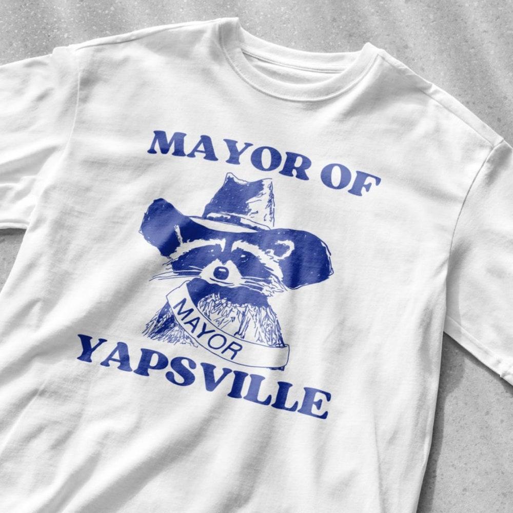 

230GSM 100% Cotton T-Shirt Mayor of Yapsville Shirt Unisex Tee Meme T Shirt Funny T Shirt Vintage Drawing T Shirt Racoon Shirt Animal Shirt Sarcastic XS белый