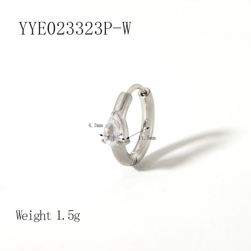 

11mm Hoop Stainless Steel Earrings Inlaid Diamond Gold Sliver Color Circle Drop Ear Stud