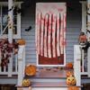 Halloween Scaring Bat and Blood Door Handprint Curtain Door Cover for Home Office Party Decor Blood-stained Handprint Gauze Prop