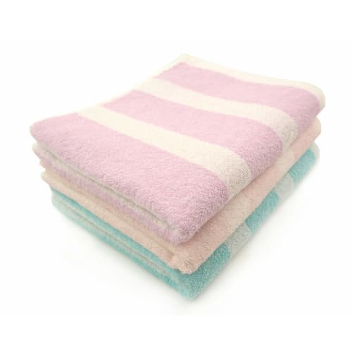 Kosugizen Multi-Size Towels, Pastel Border, 3 Colors, 1 Piece Each, 40 x 95 cm, Wide and Long for Various Uses, Sports and Outdoors, Set of 3, ZG-402-