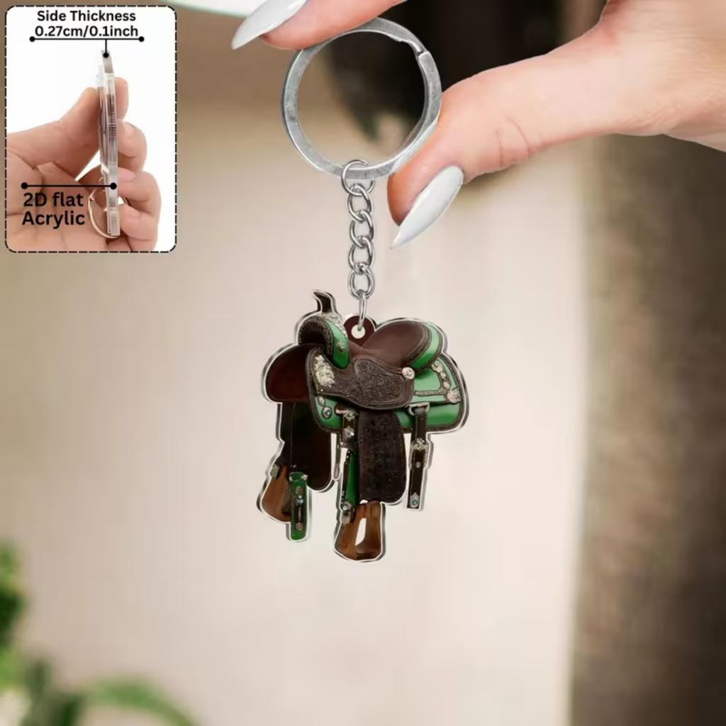 Stylish Acrylic Horse Saddles Keychain For Car Mirror Decoration Hanging Ornament Gift Home Decors And Locker Use
