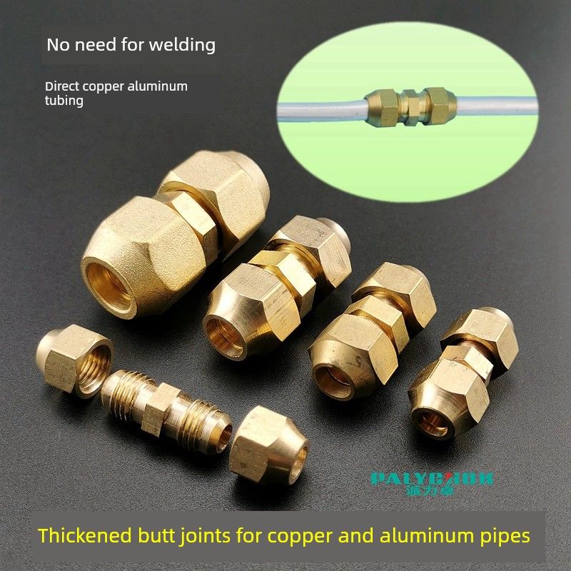 Refrigerator Dual Connection Copper-Aluminum Pipe 6mm with Nut, No Welding Required, Male-Female Refrigeration Connector