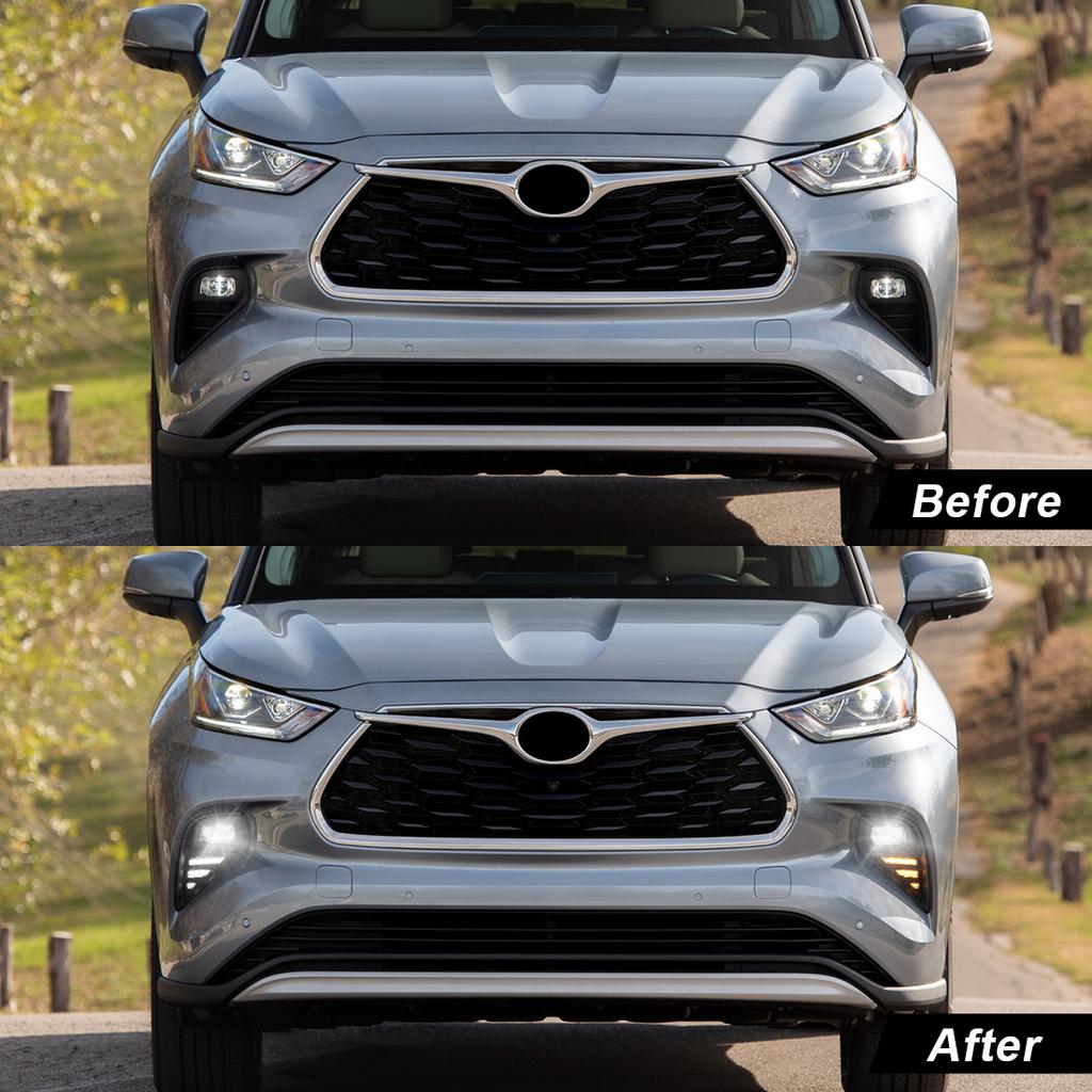 DRL Daytime Running Light For Toyota Highlander 2025 2025 Fog Lamp Daylights Dual Colors White Yellow Wires Switch