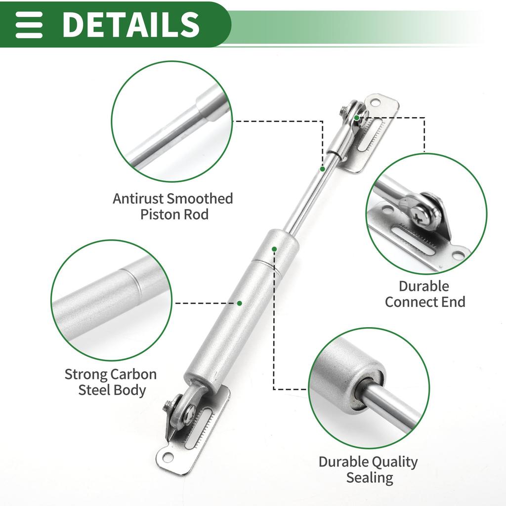 Motoforti Universal Lift Support Strut Lift Support Shock 6"/155cm 4lb/20N/2kg Carbon Steel Silver Tone Set of 2